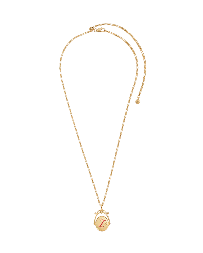 Z Initial Zigzag Clover Gold Spinner Necklace