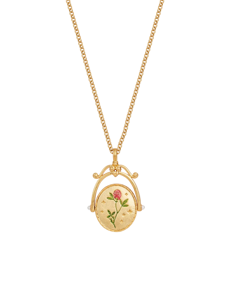 Z Initial Zigzag Clover Gold Spinner Necklace