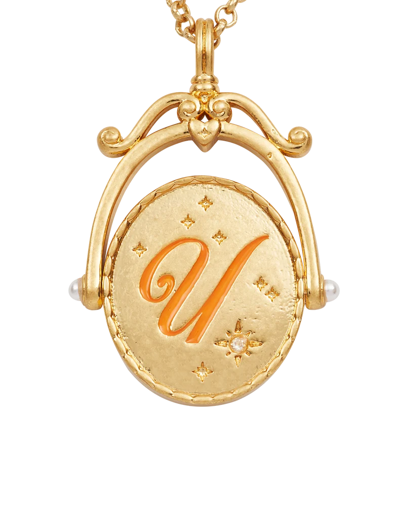 U Initial Ursinia Gold Spinner Necklace