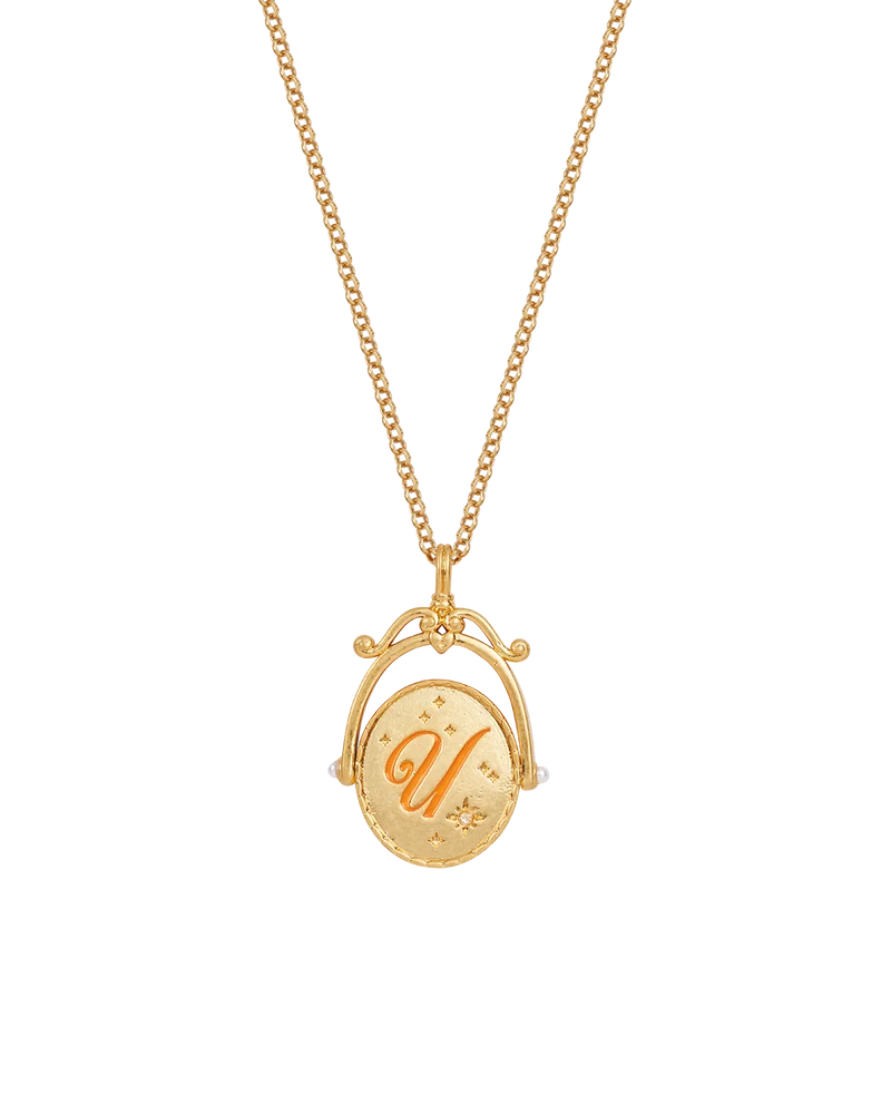 U Initial Ursinia Gold Spinner Necklace