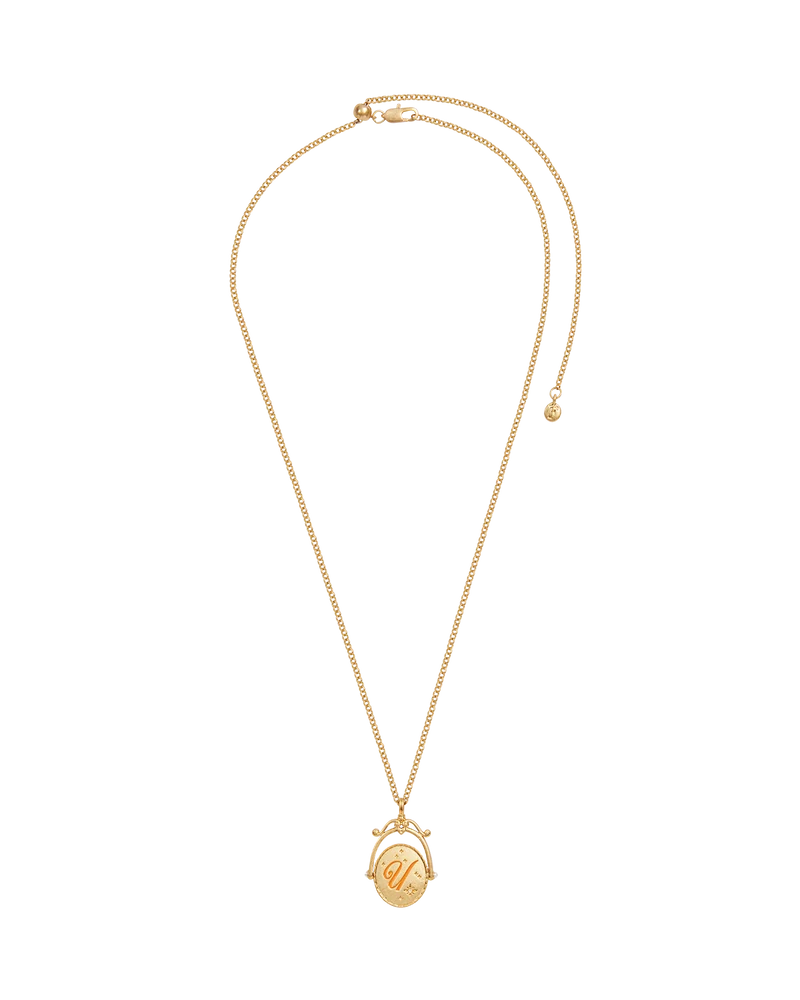 U Initial Ursinia Gold Spinner Necklace