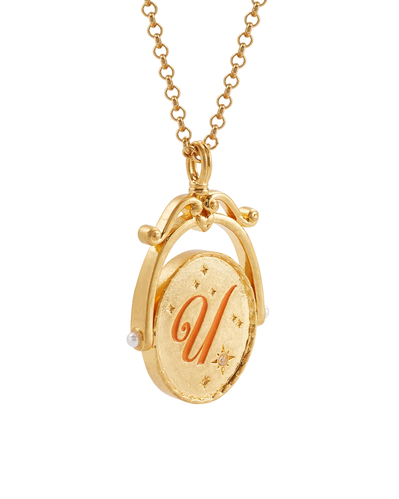 U Initial Ursinia Gold Spinner Necklace
