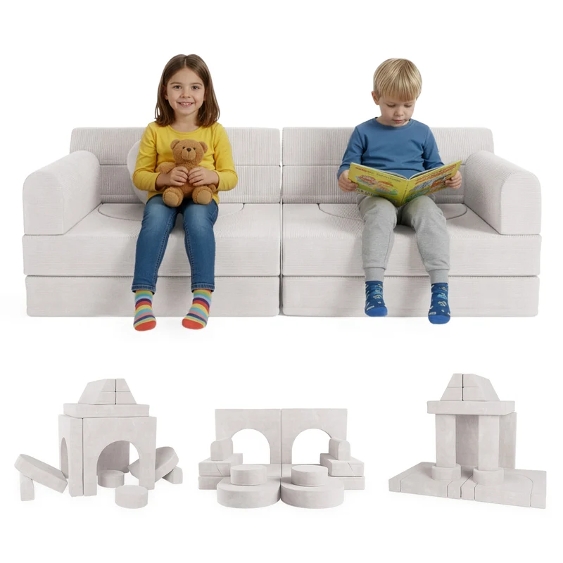 Kindersofa Kayo mit Cord Bezug & Kissen