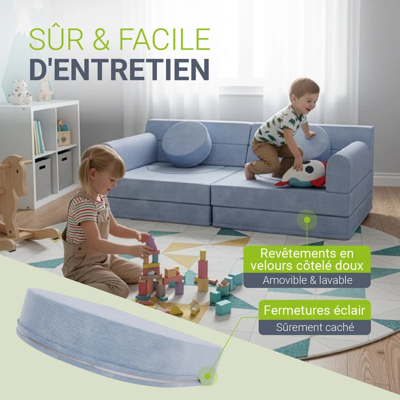 Kindersofa Kayo mit Cord Bezug & Kissen