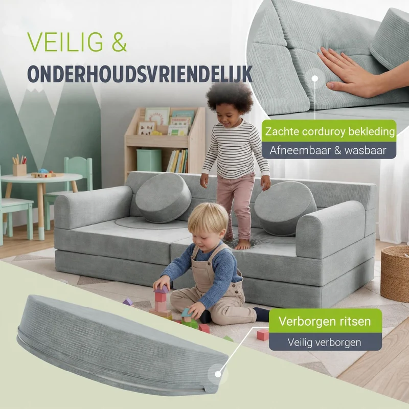 Kindersofa Kayo mit Cord Bezug & Kissen