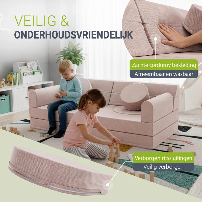 Kindersofa Kayo mit Cord Bezug & Kissen