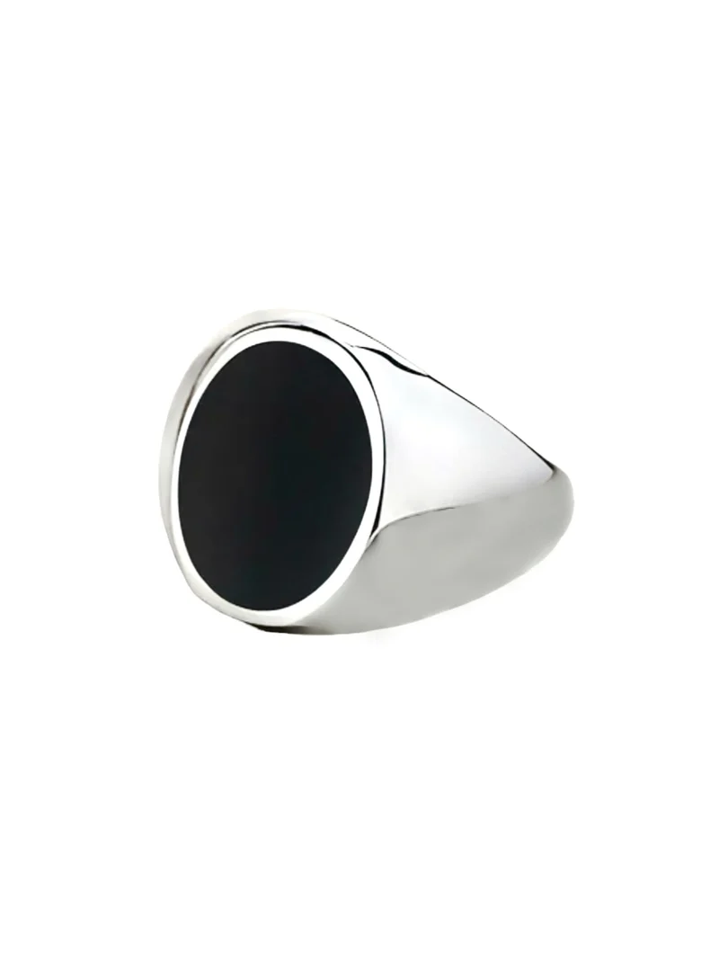 Oval Black Signet Ring