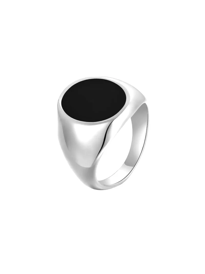 Oval Black Signet Ring
