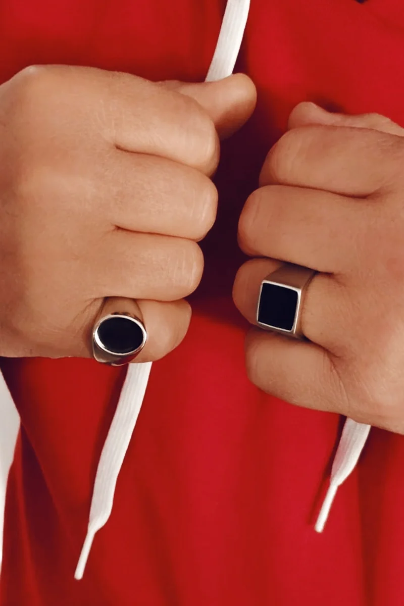 Oval Black Signet Ring