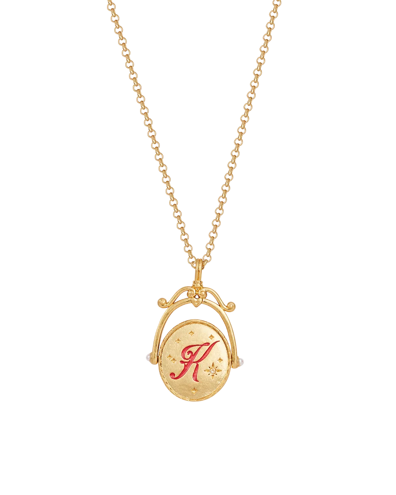 K Initial Kalmia Gold Spinner Necklace