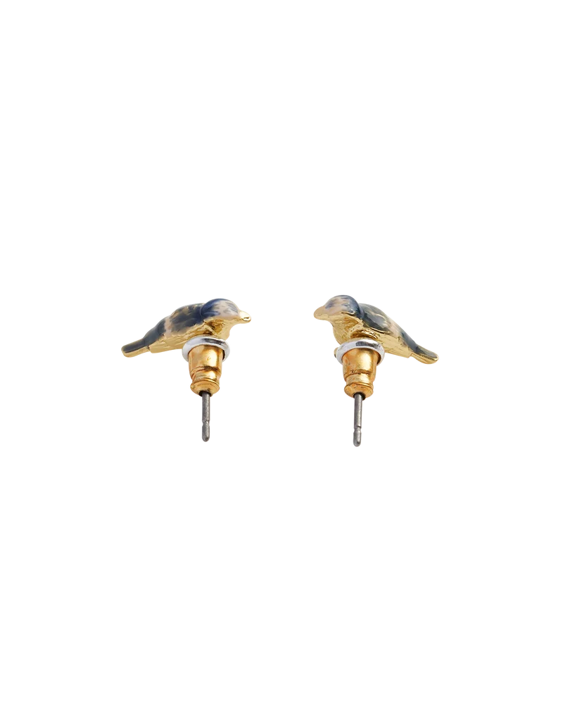 Enamel Blue Tit Stud Earrings