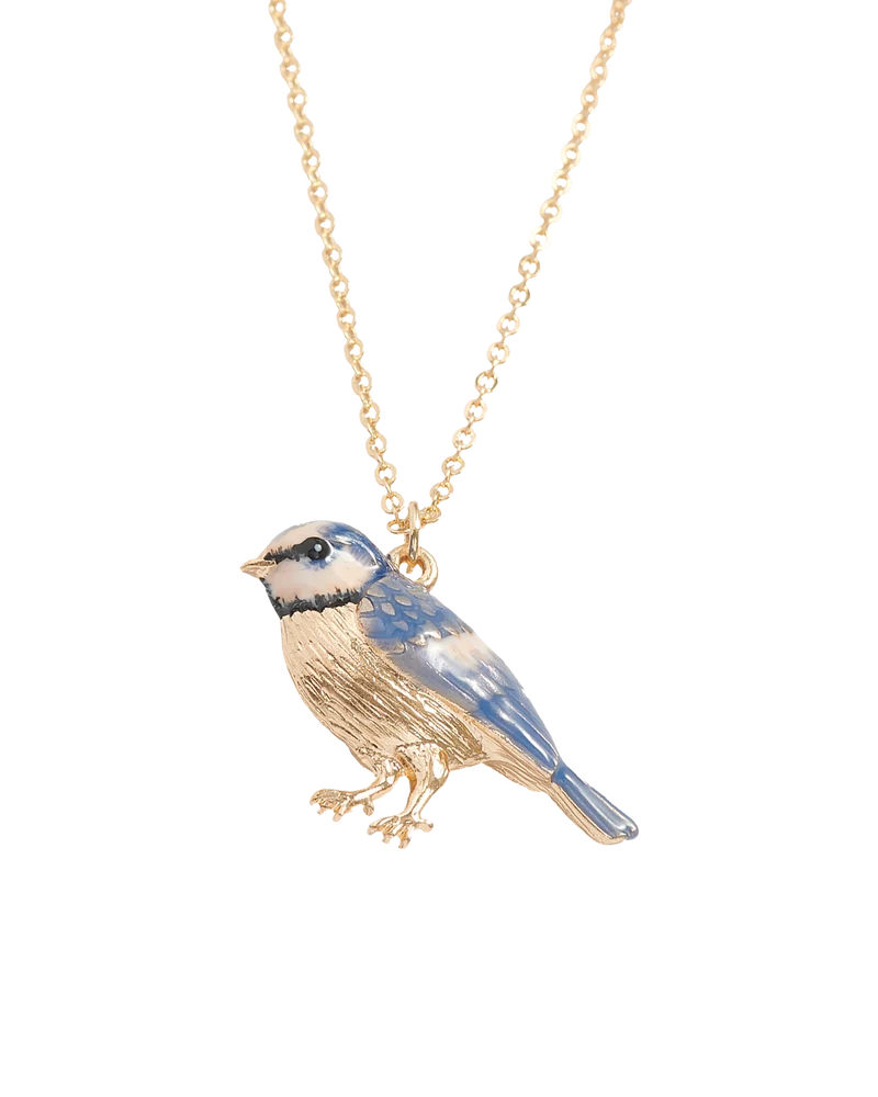 Enamel Blue Tit Short Necklace