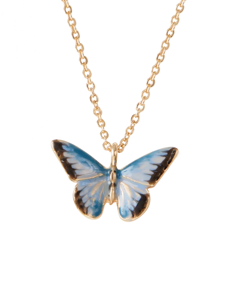 Enamel Blue Butterfly Short Necklace
