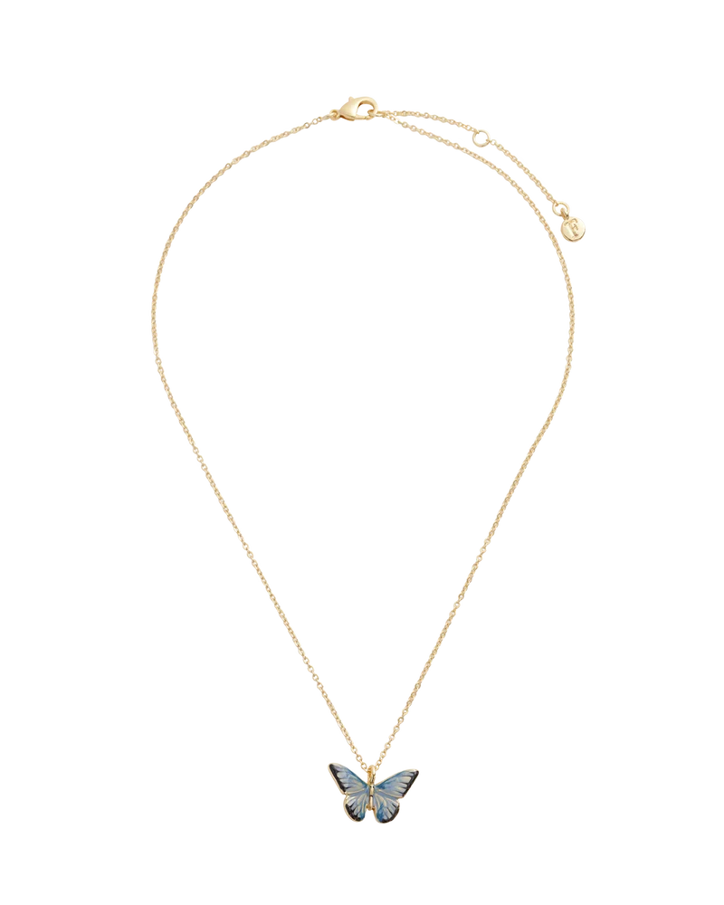 Enamel Blue Butterfly Short Necklace