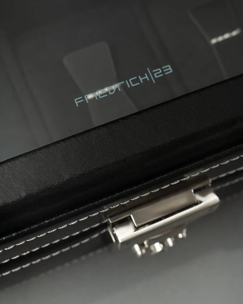 LONDON Uhrenbox für 5 Uhren aus Leder mit Glasdeckel