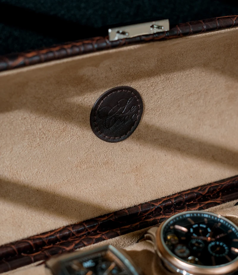 LE CROC Uhrenbox für 5 Uhren in Kroko Optik