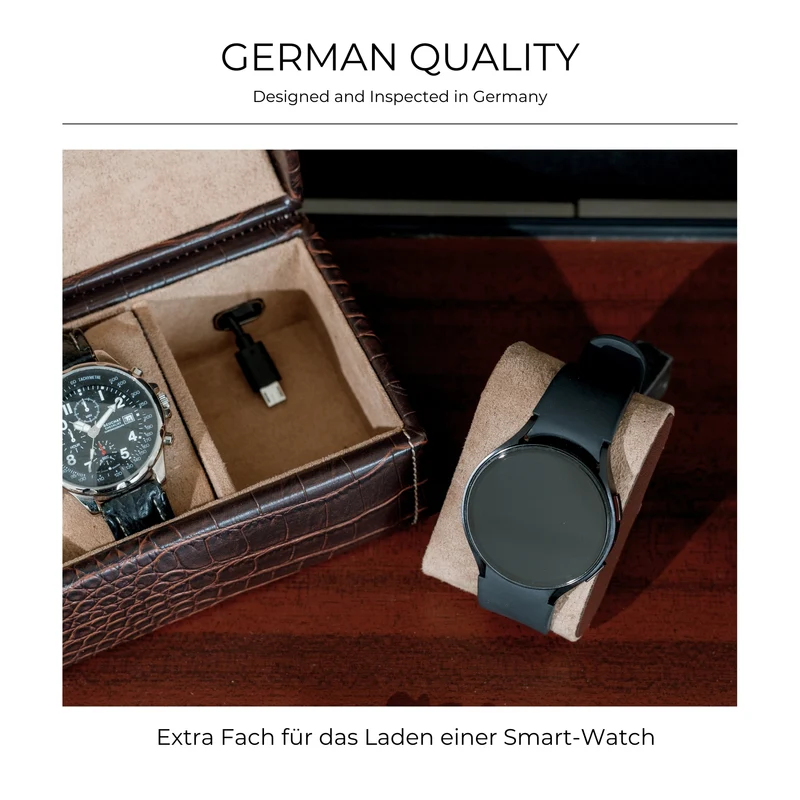 LE CROC Uhrenbox für 5 Uhren in Kroko Optik