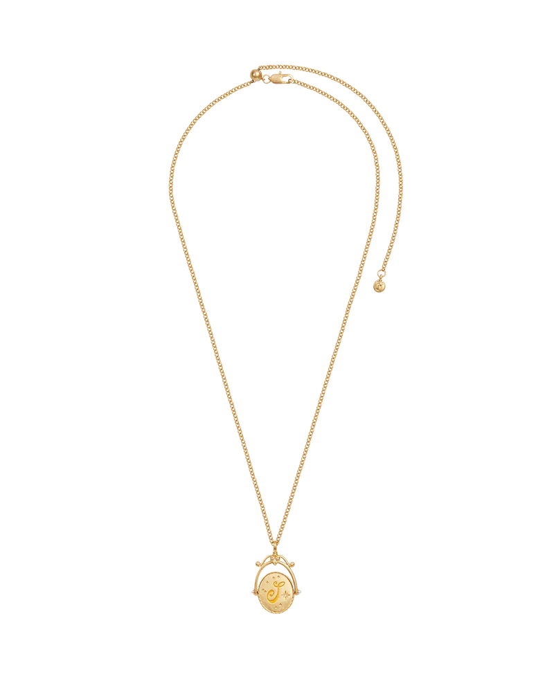 S Initial Sunflower Gold Spinner Necklace