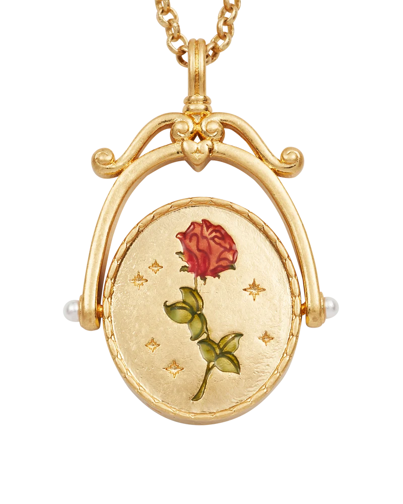 R Initial Rose Gold Spinner Necklace