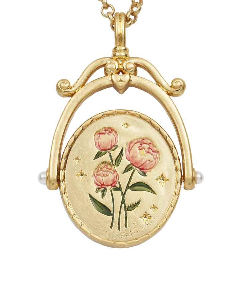 P Initial Peony Gold Spinner Necklace