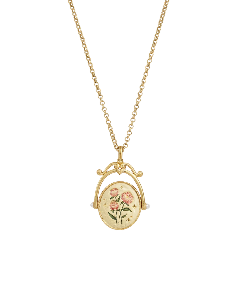 P Initial Peony Gold Spinner Necklace