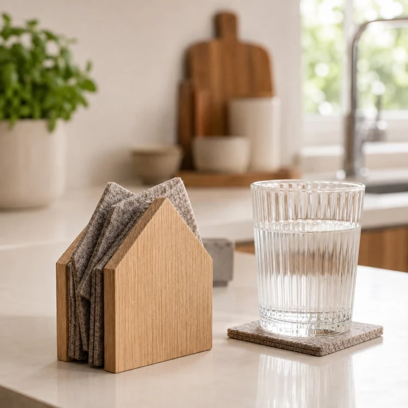 Oak Coaster Set - "GASTHAUS"