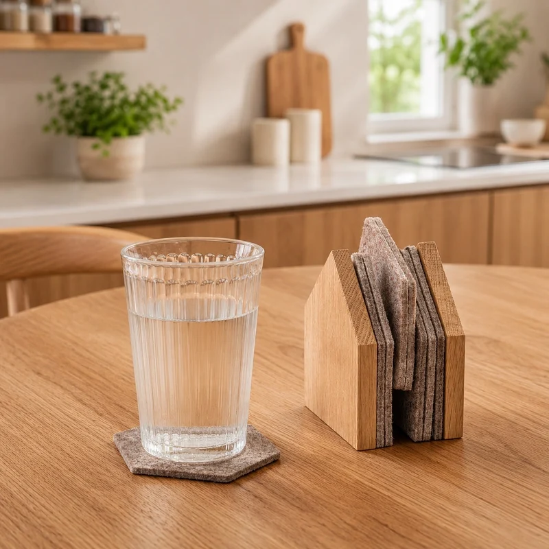 Oak Coaster Set - "GASTHAUS"