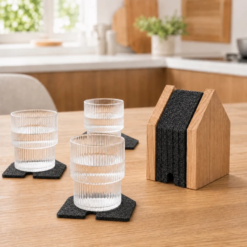 Oak Coaster Set - "GASTHAUS"