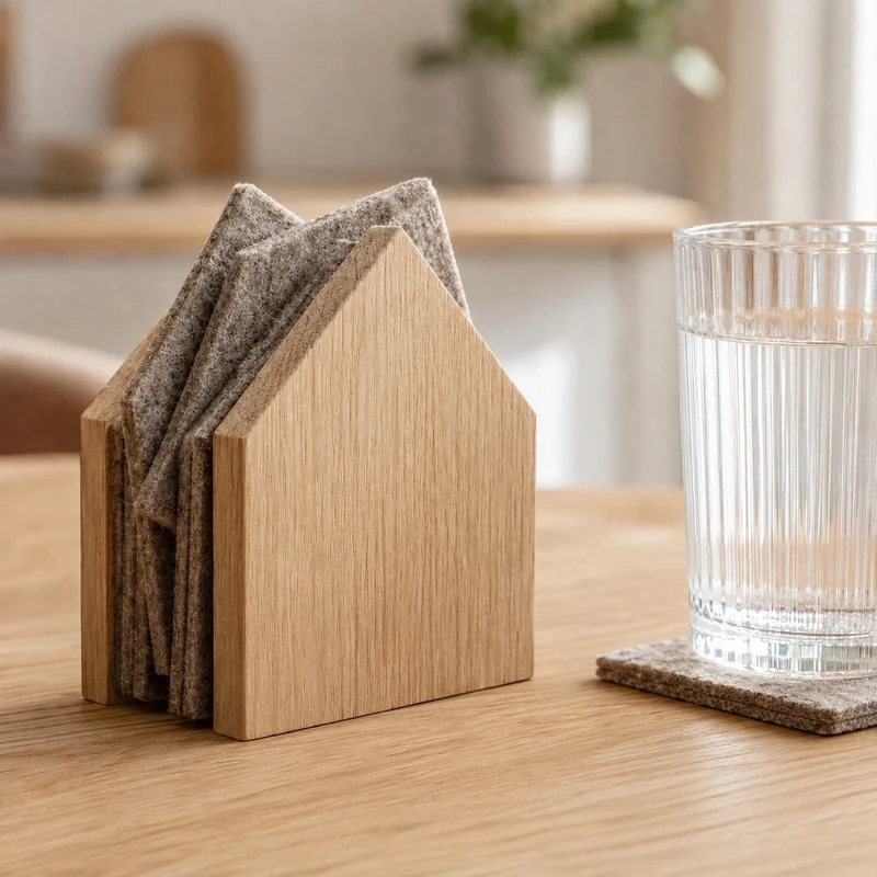 Oak Coaster Set - "GASTHAUS"