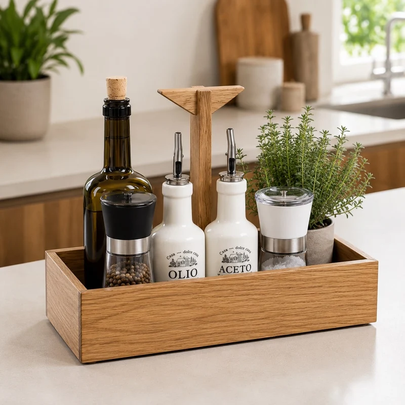 Oak Spice Caddy with Handle
