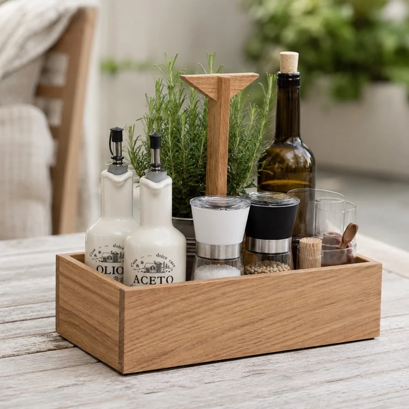 Oak Spice Caddy with Handle