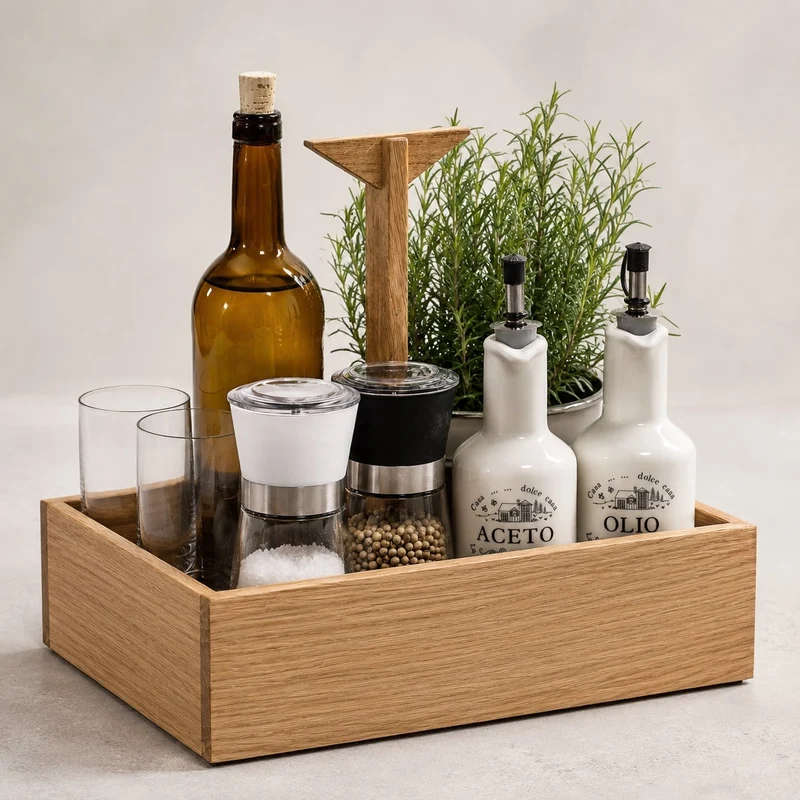 Oak Spice Caddy with Handle