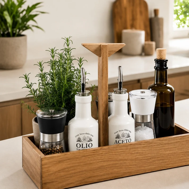 Oak Spice Caddy with Handle
