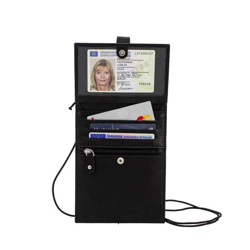 Brustbeutel aus Leder mit RFID & NFC Scanschutz