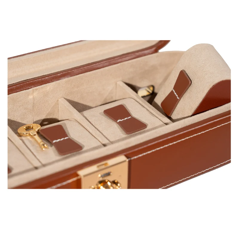 CORDOBA Uhrenbox für 5 Uhren aus Leder mit Glas