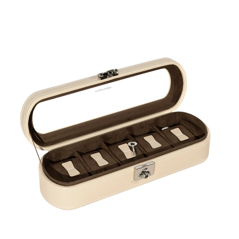CORDOBA Uhrenbox für 5 Uhren aus Leder mit Glas