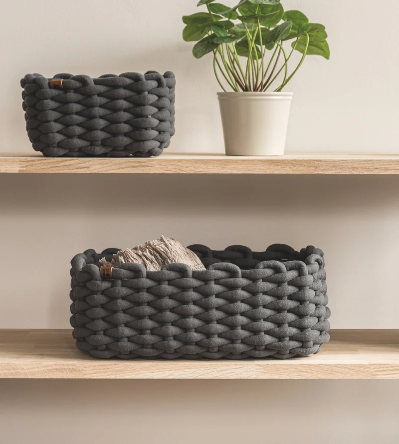 BASKET Aufbewahrungskorb Grau M - 35x25x14cm