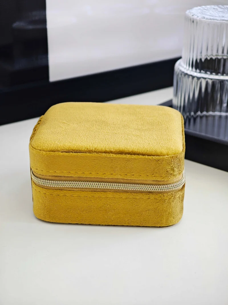 Schmuckkästchen Samt Ocker Gold
