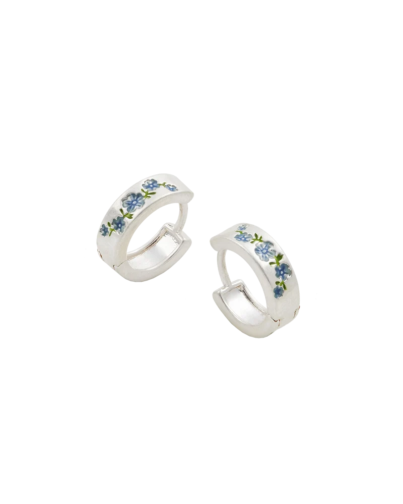 Forget Me Not Silver Mini Hoop Earrings