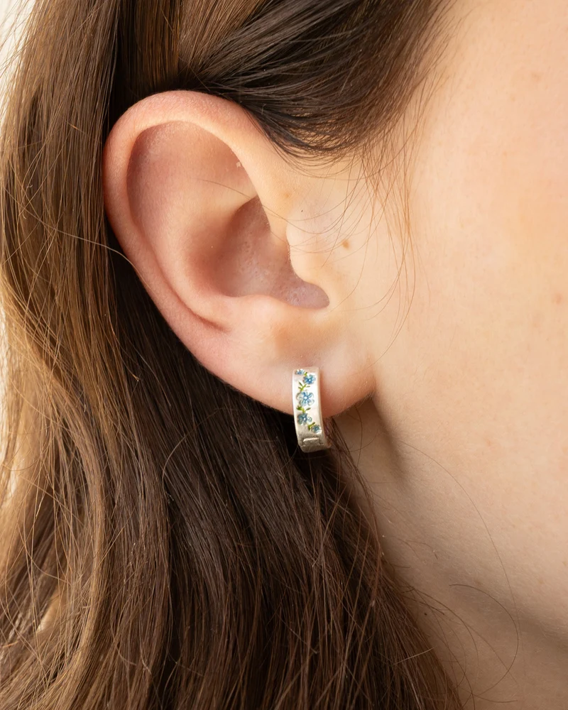 Forget Me Not Silver Mini Hoop Earrings
