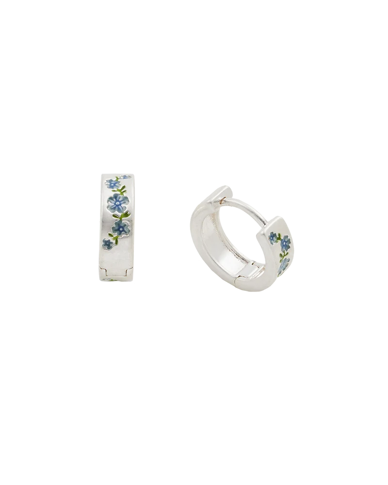 Forget Me Not Silver Mini Hoop Earrings