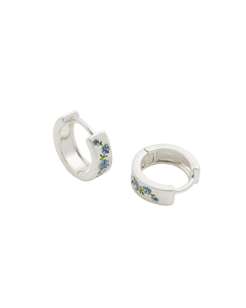 Forget Me Not Silver Mini Hoop Earrings