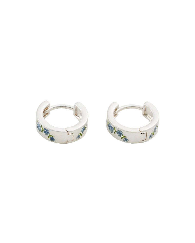 Forget Me Not Silver Mini Hoop Earrings