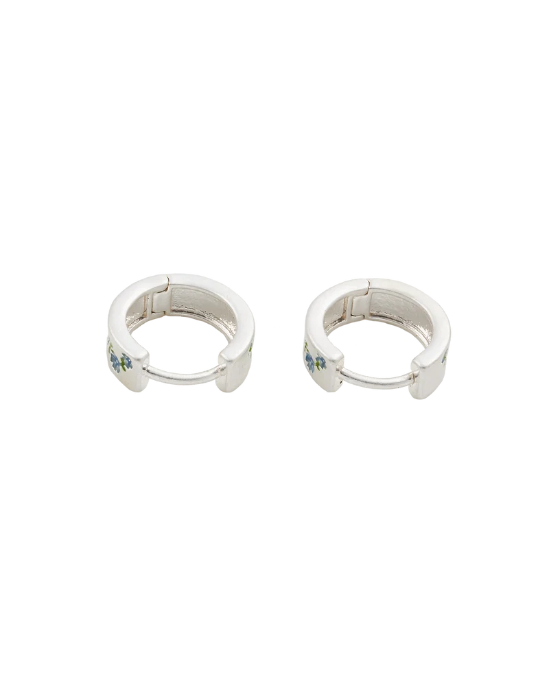 Forget Me Not Silver Mini Hoop Earrings