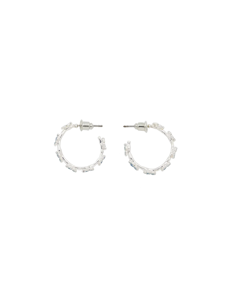 Forget Me Not Silver Stud Hoop Earrings