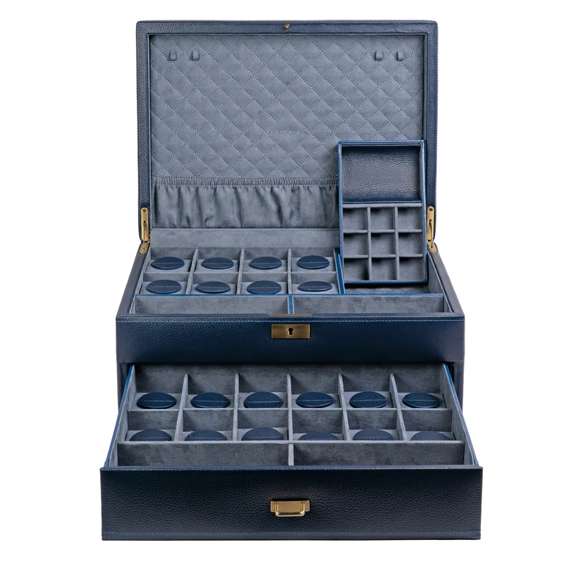 DYNASTY XXL Uhrenbox für 20 Uhren aus Leder