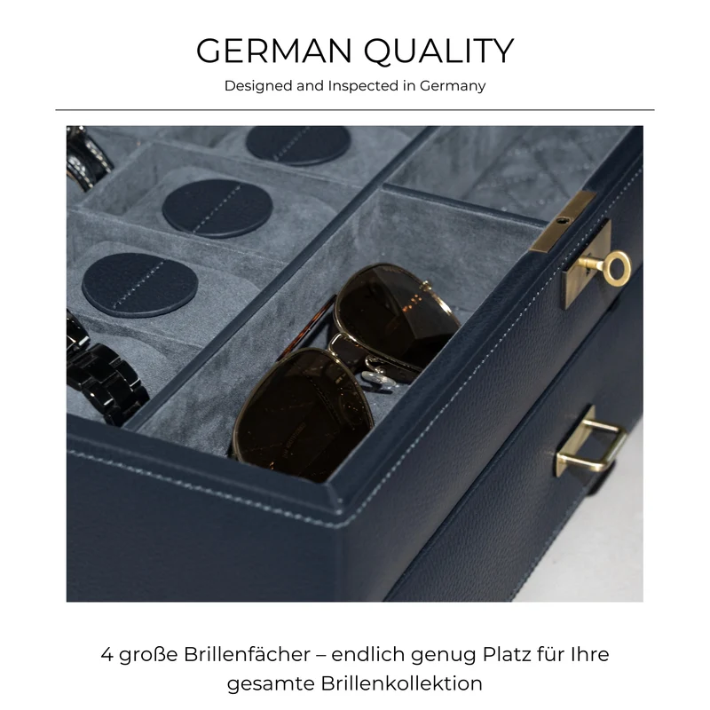 DYNASTY XXL Uhrenbox für 20 Uhren aus Leder