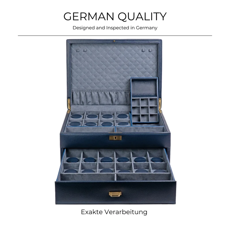 DYNASTY XXL Uhrenbox für 20 Uhren aus Leder