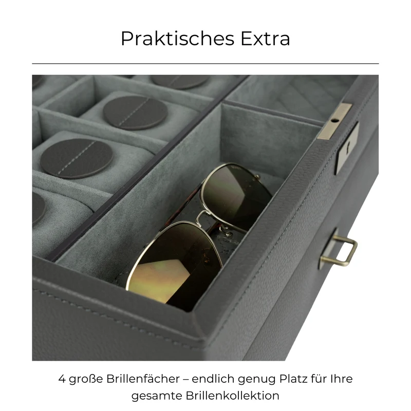 DYNASTY XXL Uhrenbox für 20 Uhren aus Leder