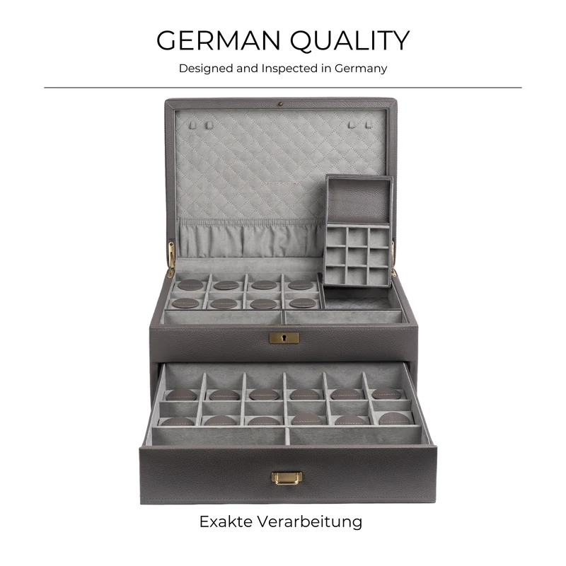 DYNASTY XXL Uhrenbox für 20 Uhren aus Leder